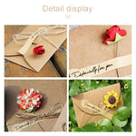 การ์ดอวยพรดอกไม้แห้ง DIY สไตล์เรโทรกระดาษคราฟท์ 5 ชิ้น สำหรับเทศกาลและวันเกิด