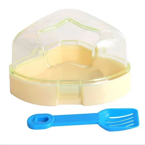 อ่างอาบน้ำสัตว์เลี้ยงรูปดาวห้าแฉกสำหรับหนูแฮมสเตอร์และสัตว์เลี้ยงขนาดเล็ก อ่างอาบน้ำสัตว์เลี้ยงถอดแยกชิ้นได้พร้อมช่องระบายอากาศ จัดส่งสีสุ่ม อ่างอาบน้ำดาวสำหรับหนูแฮมสเตอร์