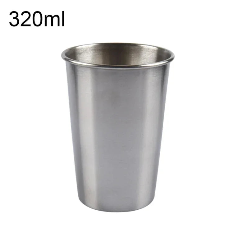 แก้วไวน์สแตนเลสขัดเงาแบบผนังเดียว 320ml (สีเงิน), 320ml