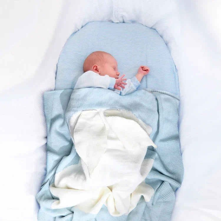 Rabbit Pattern Stereoscopic Ears Baby Knitted Blanket, Rabbit Pattern