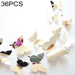 สติ๊กเกอร์ติดผนังผีเสื้อ PC 3D ผิวกระจก 36 ชิ้น สำหรับตกแต่งบ้าน, สติ๊กเกอร์ติดผนังผีเสื้อ 2