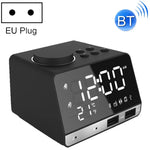 ลำโพงนาฬิกาปลุกบลูทูธ K11 นาฬิกาดิจิทัลแสดงเพลงพร้อมวิทยุและพอร์ต USB คู่ รองรับ U Disk / TF Card / FM / AUX ปลั๊ก EU สีดำ, สีขาว