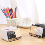 ลำโพงนาฬิกาปลุกบลูทูธ K11 นาฬิกาดิจิทัลแสดงเพลงพร้อมวิทยุและพอร์ต USB คู่ รองรับ U Disk / TF Card / FM / AUX ปลั๊ก EU สีดำ, สีขาว