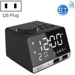 นาฬิกาปลุกลำโพงบลูทูธ K11 นาฬิกาดิจิตอลดนตรี พร้อมวิทยุและจอแสดงผล USB คู่ รองรับ U Disk / TF Card / FM / AUX ปลั๊กสหรัฐ สีดำ สีขาว