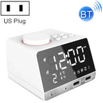นาฬิกาปลุกลำโพงบลูทูธ K11 นาฬิกาดิจิตอลดนตรี พร้อมวิทยุและจอแสดงผล USB คู่ รองรับ U Disk / TF Card / FM / AUX ปลั๊กสหรัฐ สีดำ สีขาว