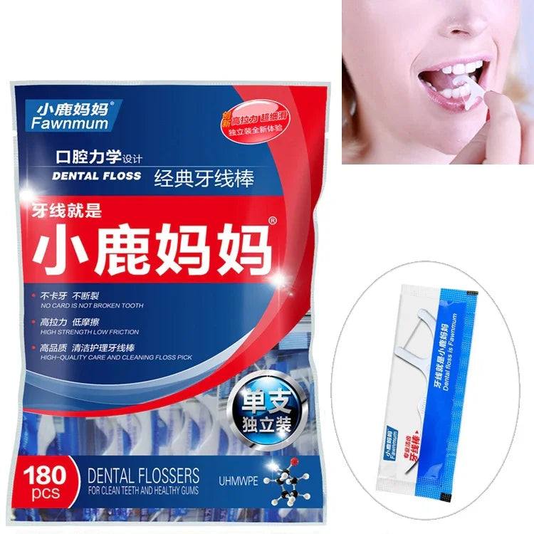 ไหมขัดฟันปลอดภัย Fawnmum Ultra-fine ความตึงสูง แบบไม้จิ้มฟัน, 2 แพ็ค / (180 ชิ้น)