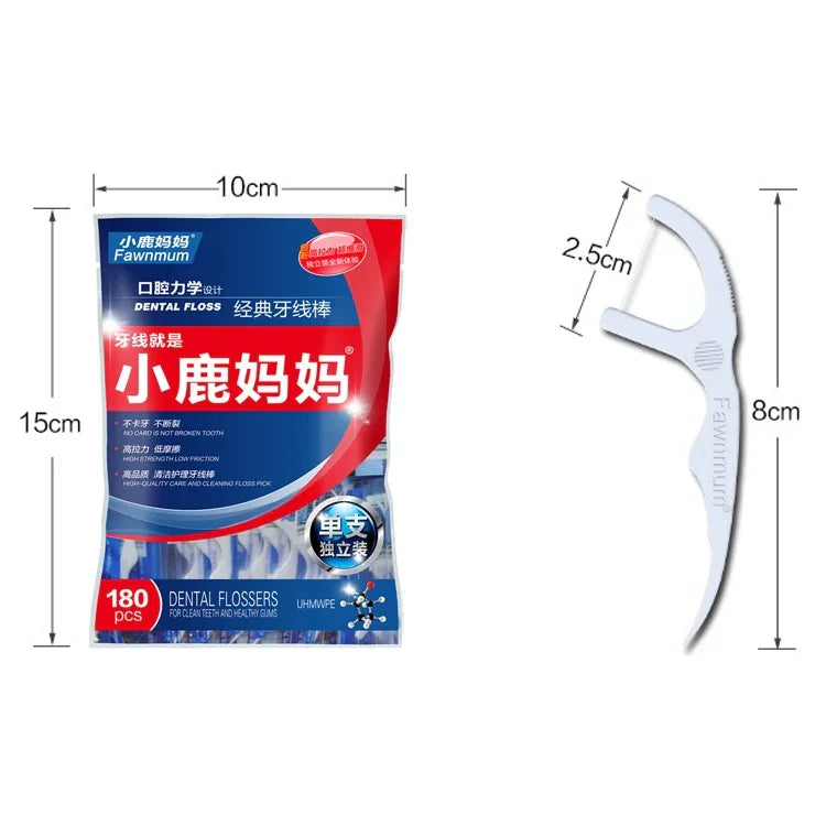 ไหมขัดฟันปลอดภัย Fawnmum Ultra-fine ความตึงสูง แบบไม้จิ้มฟัน, 2 แพ็ค / (180 ชิ้น)