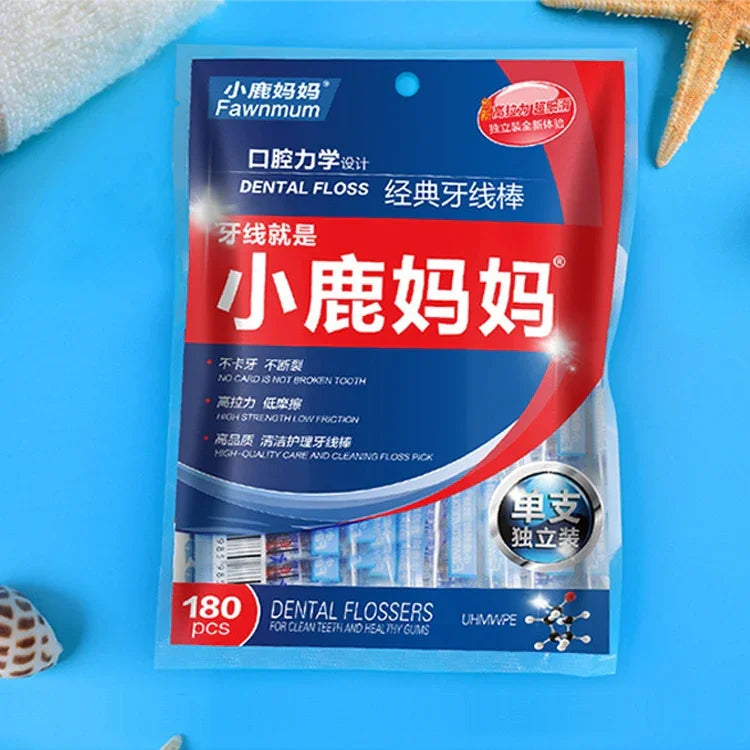 ไหมขัดฟันปลอดภัย Fawnmum Ultra-fine ความตึงสูง แบบไม้จิ้มฟัน, 2 แพ็ค / (180 ชิ้น)