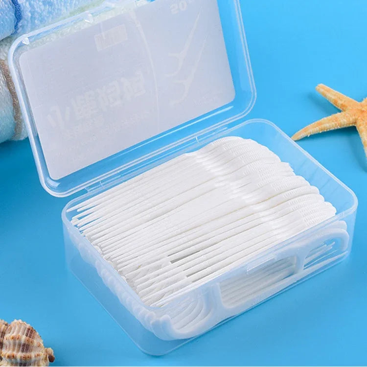 Fawnmum ไม้จิ้มฟันด้ายแบนปลอดภัยพิเศษ 50 ชิ้น/กล่อง, 2 กล่อง / (50 ชิ้น)
