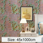 สติ๊กเกอร์วอลเปเปอร์ตกแต่งอิฐหิน 3D Parthenocissus สร้างสรรค์ สำหรับห้องนอน ห้องนั่งเล่น กันน้ำ ขนาด 45 x 1000 ซม., 3D Parthenocissus