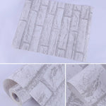 วอลเปเปอร์ตกแต่งผนังอิฐสีขาว 3D สติ๊กเกอร์วอลเปเปอร์กันน้ำ สำหรับห้องนอน ห้องนั่งเล่น ม้วนวอลเปเปอร์ ขนาด: 45 x 1000cm, อิฐสีขาว