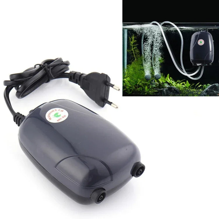 RS-390 ปั๊มลมตู้ปลาแบบหัวคู่ 5W 220V ปรับแรงดันลมได้ เงียบ ปั๊มลมออกซิเจนตู้ปลา 5W