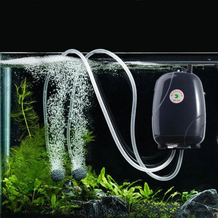 RS-390 ปั๊มลมตู้ปลาแบบหัวคู่ 5W 220V ปรับแรงดันลมได้ เงียบ ปั๊มลมออกซิเจนตู้ปลา 5W