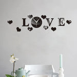 นาฬิกา LOVE สร้างสรรค์ สติ๊กเกอร์ผนังอะคริลิกกระจก DIY รุ่น LOVE (สีดำ, สีทอง, สีเงิน)