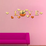 นาฬิกา LOVE สร้างสรรค์ สติ๊กเกอร์ผนังอะคริลิกกระจก DIY รุ่น LOVE (สีดำ, สีทอง, สีเงิน)