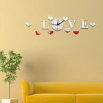 นาฬิกา LOVE สร้างสรรค์ สติ๊กเกอร์ผนังอะคริลิกกระจก DIY รุ่น LOVE (สีดำ, สีทอง, สีเงิน)