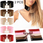 สร้อยคอปกผ้ากำมะหยี่ผู้หญิงสไตล์ยุโรปและอเมริกา 2 ชิ้น สีสุ่ม จัดส่ง SFQ