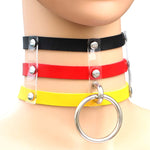 สร้อยคอหนังแฟชั่นฮาราจูกุพังค์โกธิคหมุด 3 แถว สี (เงิน), (เขียว), (แดง+เหลือง+แดง), (ขาว+น้ำเงินเข้ม+แดง), (ฟ้าอ่อน), (ทอง), (ฟ้าอ่อน+ขาว+ฟ้าอ่อน), (แดง+ขาว+เขียว), (น้ำเงินเข้ม+ขาว+แดง), (แดง+ขาว+แดง)