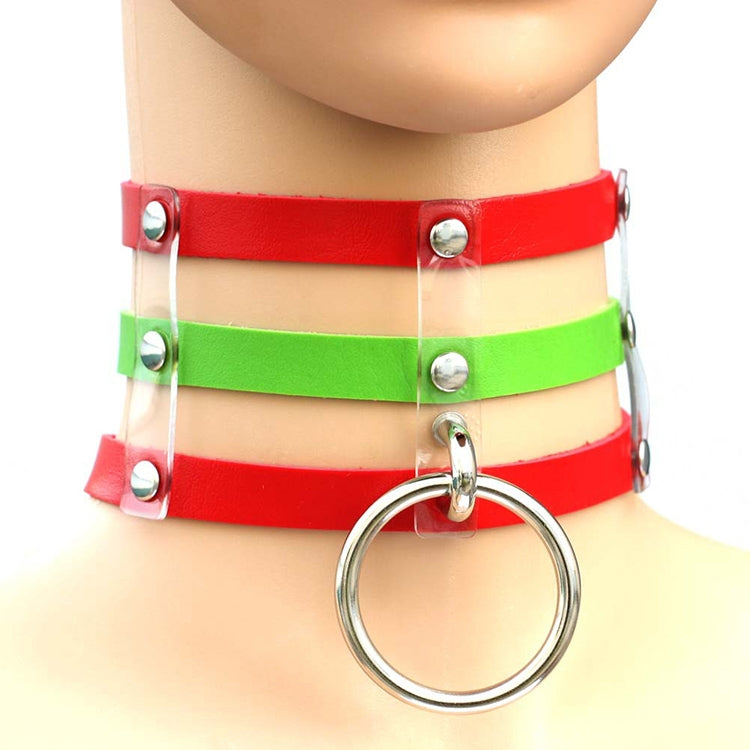 สร้อยคอหนังแฟชั่นฮาราจูกุพังค์โกธิคหมุด 3 แถว สี (เงิน), (เขียว), (แดง+เหลือง+แดง), (ขาว+น้ำเงินเข้ม+แดง), (ฟ้าอ่อน), (ทอง), (ฟ้าอ่อน+ขาว+ฟ้าอ่อน), (แดง+ขาว+เขียว), (น้ำเงินเข้ม+ขาว+แดง), (แดง+ขาว+แดง)