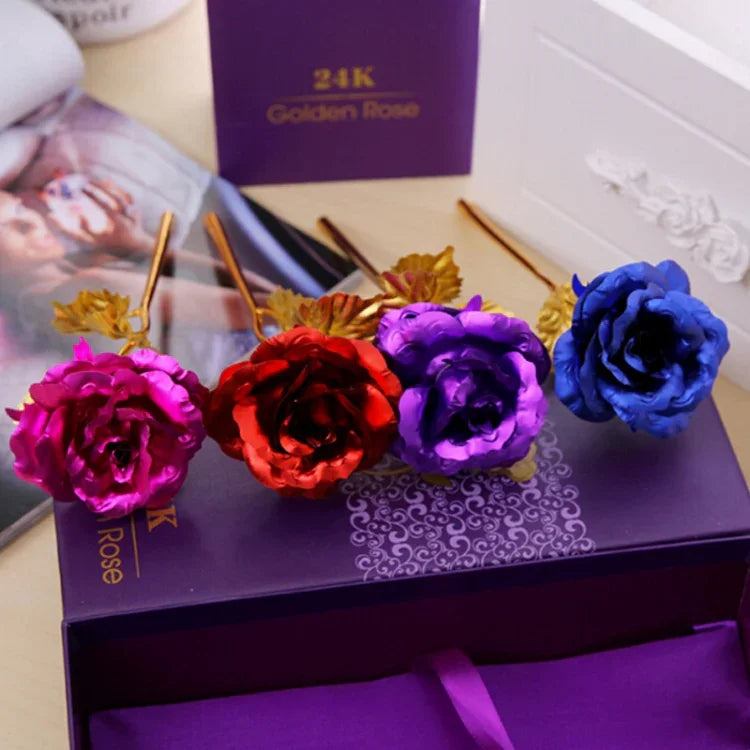 ดอกไม้ประดิษฐ์ตกแต่งเคลือบทองฟอยล์ 24K สีสุ่มจัดส่ง เคลือบทองฟอยล์ 24K
