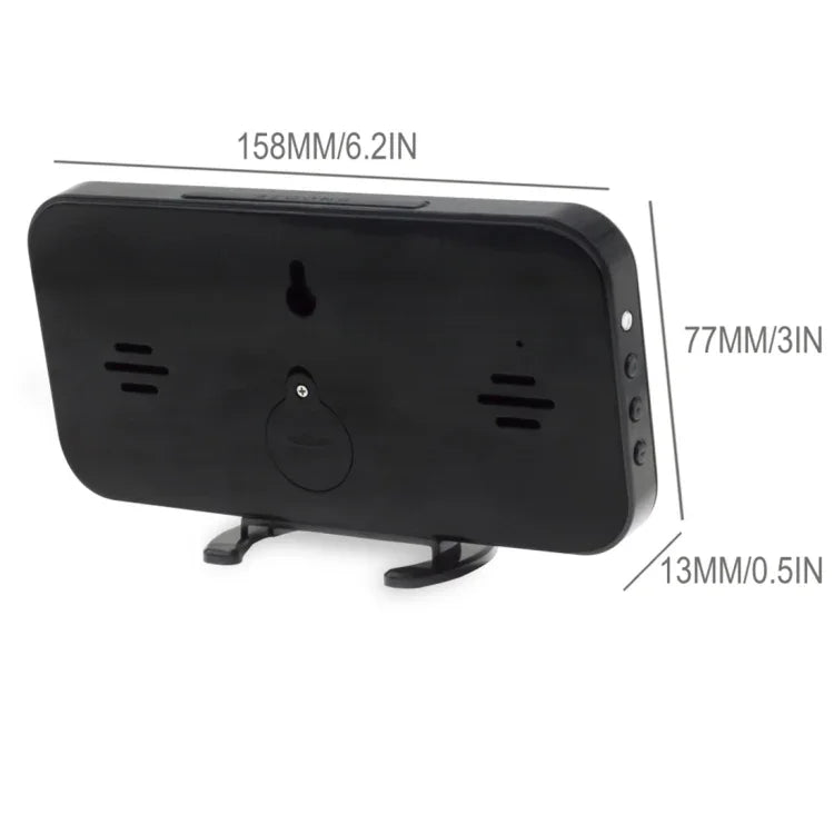 นาฬิกาปลุก LED สะท้อนกระจกสร้างสรรค์มัลติฟังก์ชันพร้อมฟังก์ชันเลื่อนปลุกและพอร์ตชาร์จ USB 2 ช่อง