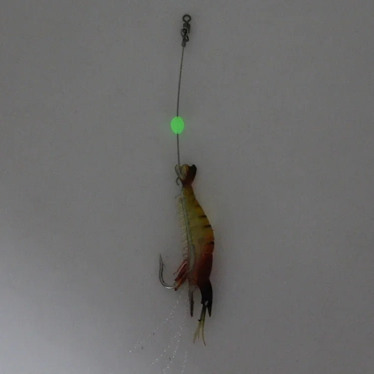 เหยื่อปลอมรูปกุ้งเรืองแสง พร้อมตะขอ ความยาว: 7 ซม. สีเหลืองแดง