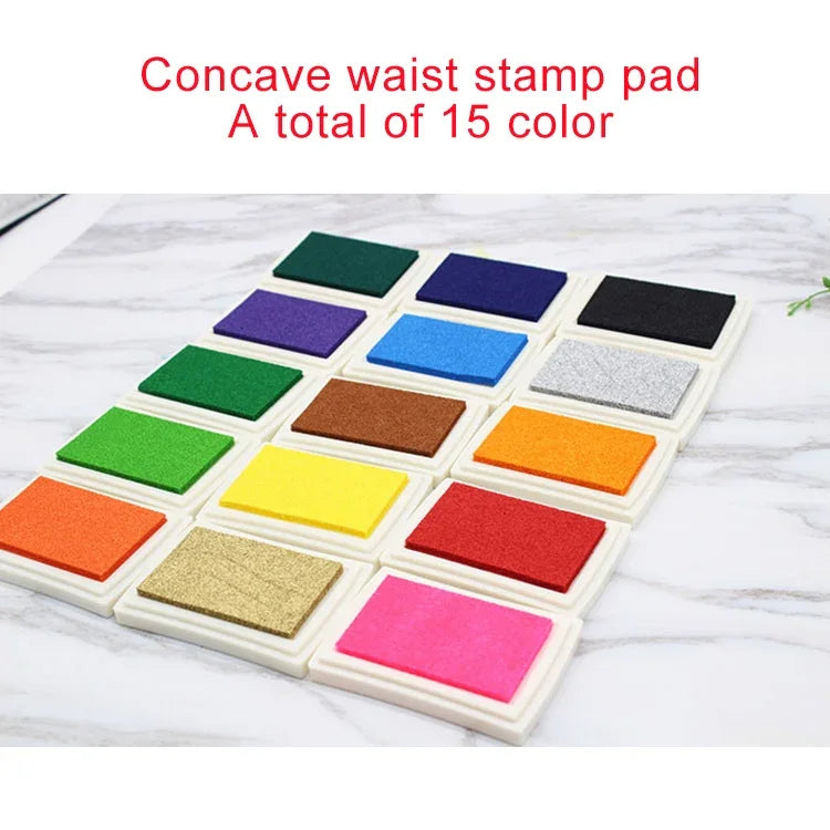 หมึกปั๊ม DIY สำหรับงานฝีมือเด็กแบบน้ำมัน 15 สี แผ่นหมึก 4