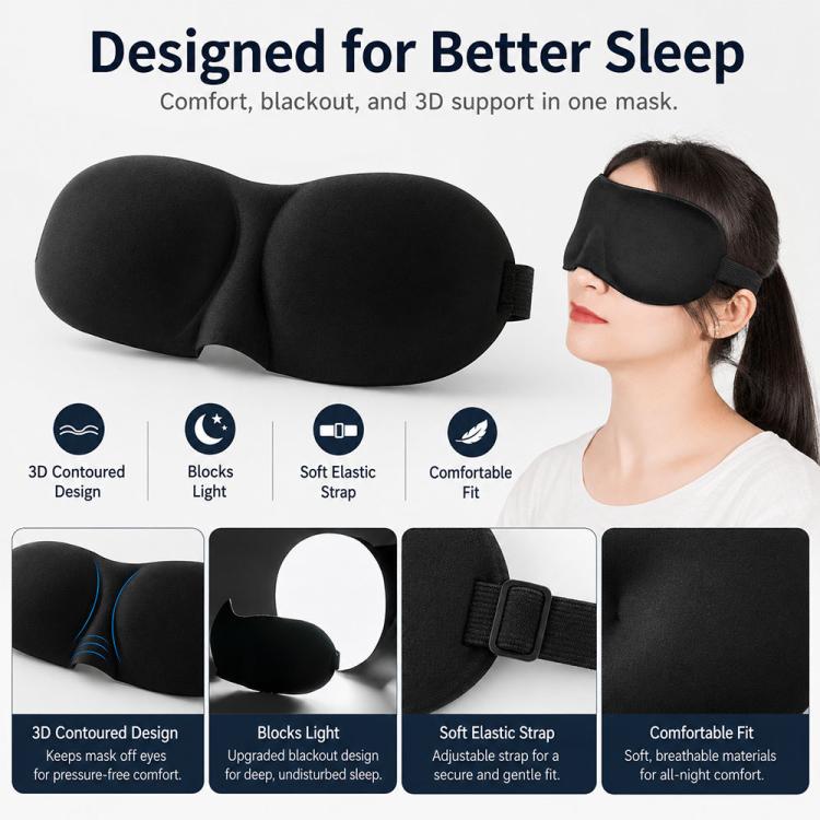 หน้ากากปิดตานอนช่วยบรรเทาแสง 3D แบบพกพา สำหรับผู้หญิง, หน้ากากตาน่ารัก