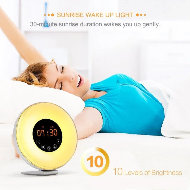 นาฬิกาปลุกไฟ LED ระบบสัมผัสอัจฉริยะ พร้อมวิทยุ FM และ USB