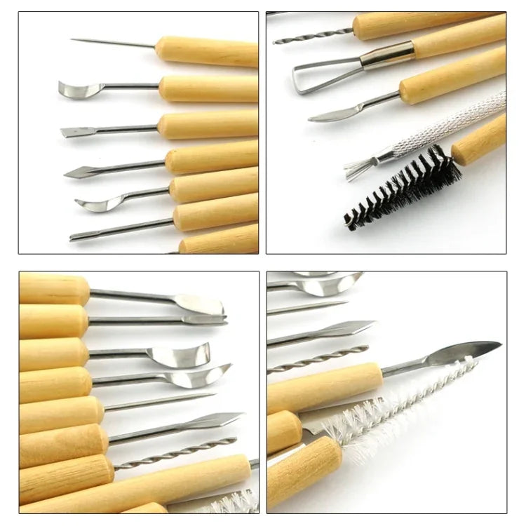 ชุดมีดตัดดินเหนียว DIY ไม้ 11-in-1 สำหรับปั้นดินเหนียว งานปั้น