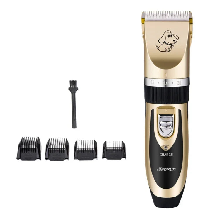 P2 110-240V กรรไกรไฟฟ้าเซรามิกไทเทเนียมมืออาชีพสำหรับสัตว์เลี้ยง เครื่องตัดขนสัตว์เลี้ยงพร้อมหวีสี่อัน กรรไกรเซรามิกไทเทเนียม