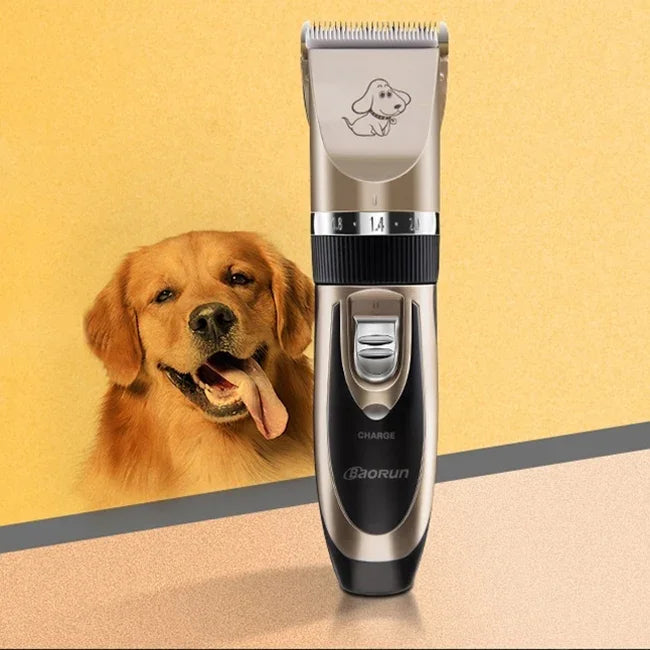 P2 110-240V กรรไกรไฟฟ้าเซรามิกไทเทเนียมมืออาชีพสำหรับสัตว์เลี้ยง เครื่องตัดขนสัตว์เลี้ยงพร้อมหวีสี่อัน กรรไกรเซรามิกไทเทเนียม