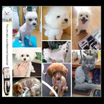 P2 110-240V กรรไกรไฟฟ้าเซรามิกไทเทเนียมมืออาชีพสำหรับสัตว์เลี้ยง เครื่องตัดขนสัตว์เลี้ยงพร้อมหวีสี่อัน กรรไกรเซรามิกไทเทเนียม