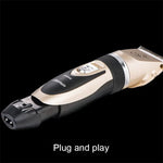 P2 110-240V กรรไกรไฟฟ้าเซรามิกไทเทเนียมมืออาชีพสำหรับสัตว์เลี้ยง เครื่องตัดขนสัตว์เลี้ยงพร้อมหวีสี่อัน กรรไกรเซรามิกไทเทเนียม