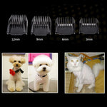 P2 110-240V กรรไกรไฟฟ้าเซรามิกไทเทเนียมมืออาชีพสำหรับสัตว์เลี้ยง เครื่องตัดขนสัตว์เลี้ยงพร้อมหวีสี่อัน กรรไกรเซรามิกไทเทเนียม