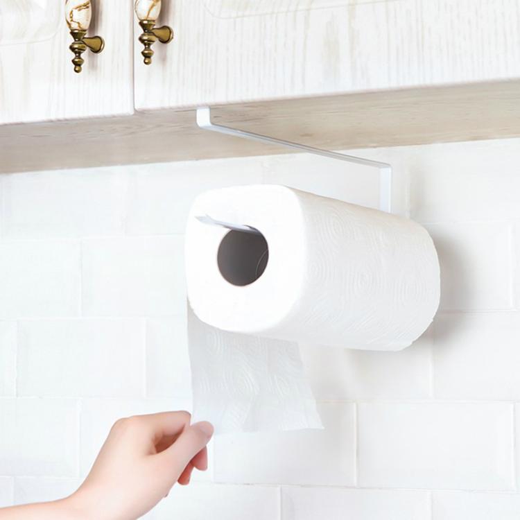 ชั้นวางกระดาษทิชชู่ในครัวและห้องน้ำสแตนเลส ที่แขวนม้วนกระดาษทิชชู่ ตู้เก็บฟิล์มถนอมอาหาร ขนาด 26*10.8*1.5 ซม. สีขาว