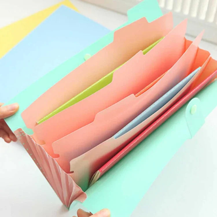 Candy Color Document Bag Multilayer 5 Into the Folder, Random Color Delivery, A201