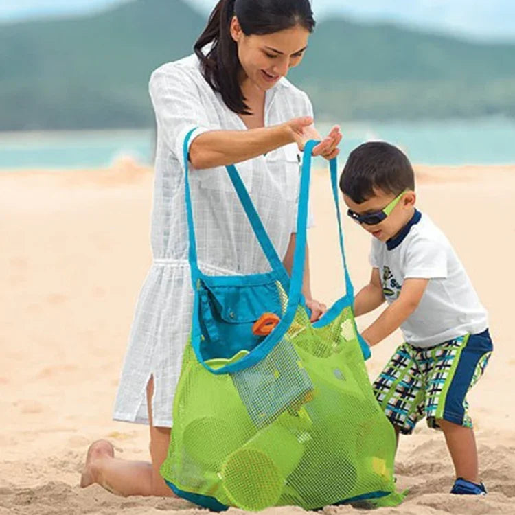 ถุงเก็บของตาข่ายแบบพกพาสำหรับเด็กเล่นชายหาด เครื่องมือขุดทราย ขนาด L