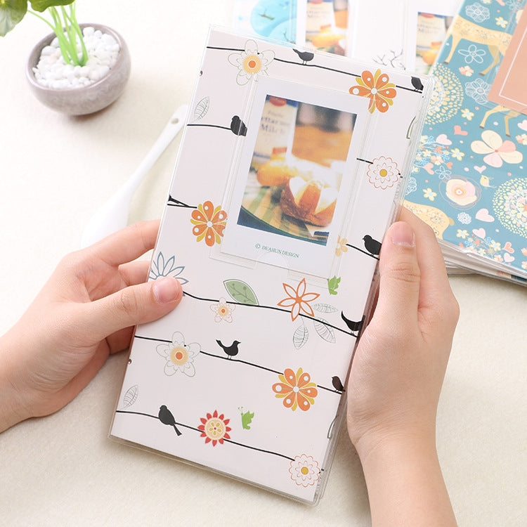 อัลบั้มรูปขนาดเล็ก DIY 3 นิ้ว ลายสอดแทรกสร้างสรรค์ ลายโคลเวอร์สี่แฉก ลายต้นไม้แห้งหลายต้น ลายกวางป่า ลายหอไอเฟล ลายนกนางแอ่นตัวเล็ก ลาย Baymax