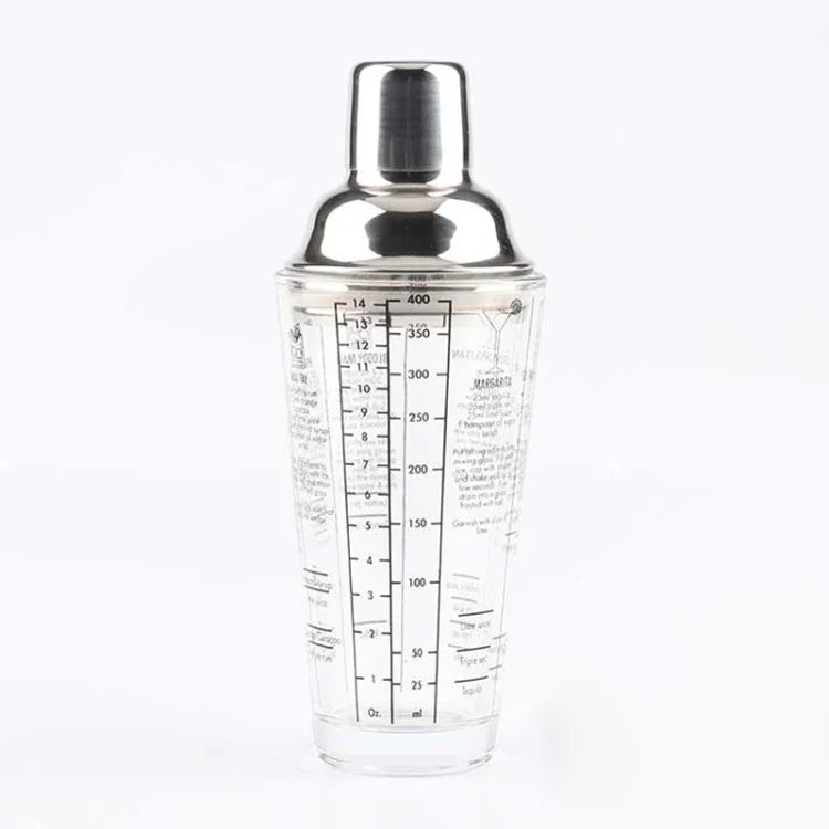 เครื่องมือเชคเกอร์ค็อกเทลแก้วสแตนเลสถ้วยชานมพร้อมสเกล ความจุ: 450ml, เชคเกอร์ค็อกเทล 450ml