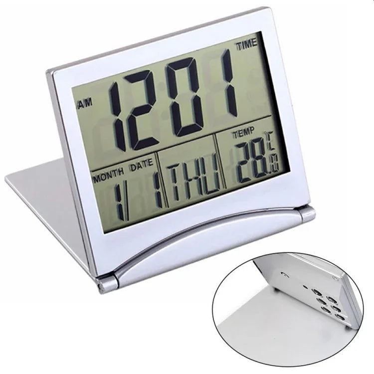 นาฬิกาปลุกดิจิทัลพกพาพับได้หน้าจอ LCD MT-033
