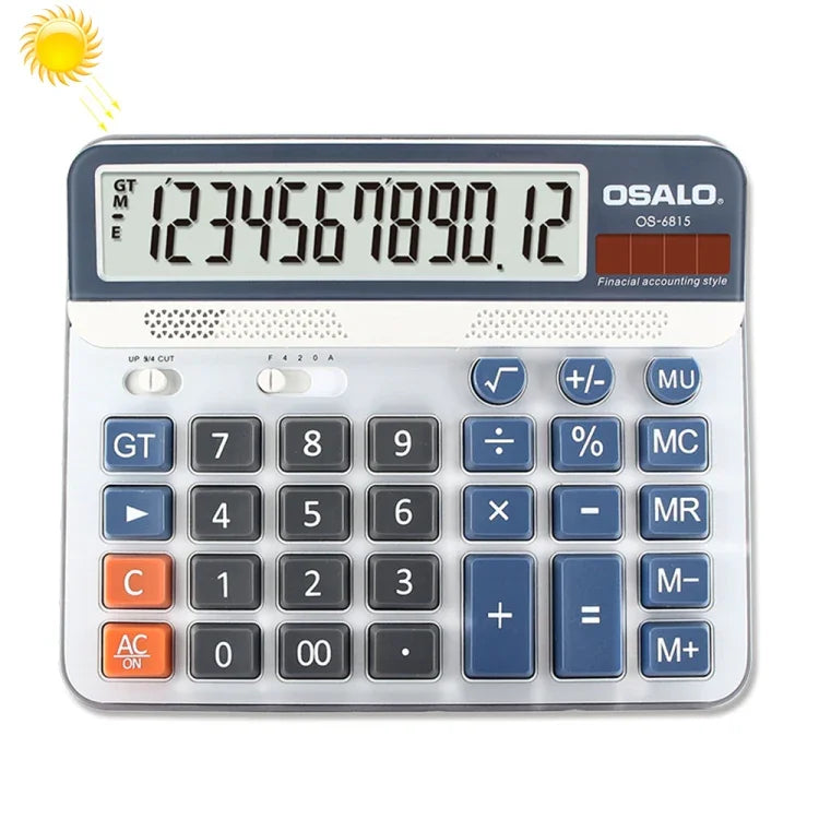 เครื่องคิดเลขตั้งโต๊ะ OSALO OS-6815 12 หลัก พลังงานแสงอาทิตย์และพลังงานคู่