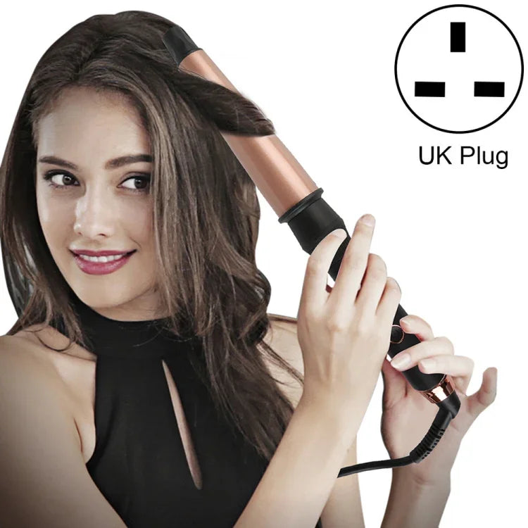 เครื่องม้วนผมเซรามิกกรวยขนาด 1-1.5 นิ้ว พร้อมถุงมือทนความร้อน, ปลั๊ก UK
