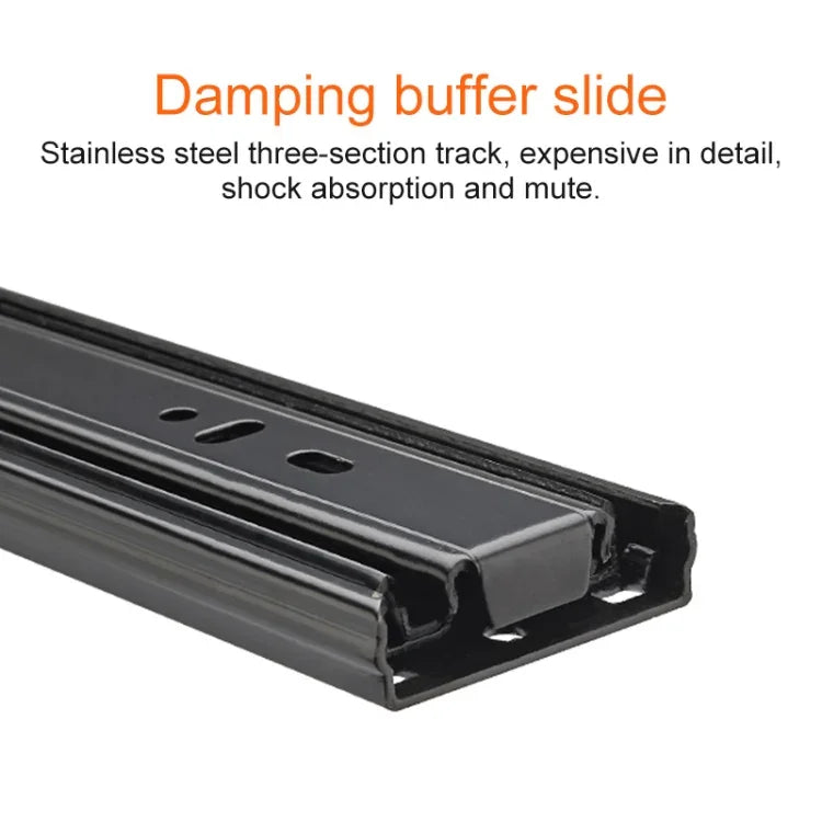 10 inches 3-section Mute Stainless Steel Sliding Drawer Slides Ball Slide Rail Length: 25cm, 10 inches
