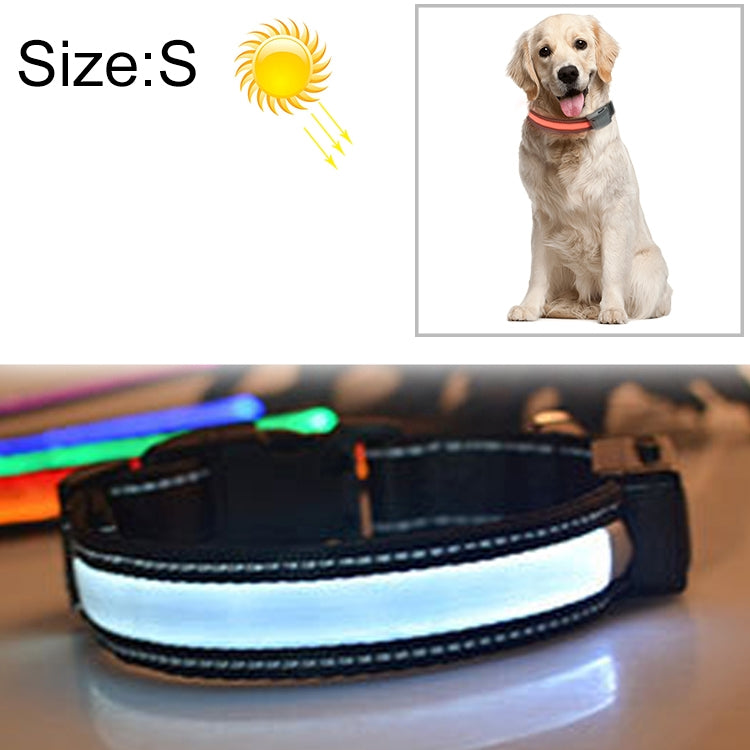 ปลอกคอไฟ LED ชาร์จพลังงานแสงอาทิตย์ + USB สำหรับสุนัขขนาดกลางและใหญ่ ขนาดรอบคอ: S, 35-40 ซม., ขนาด: S