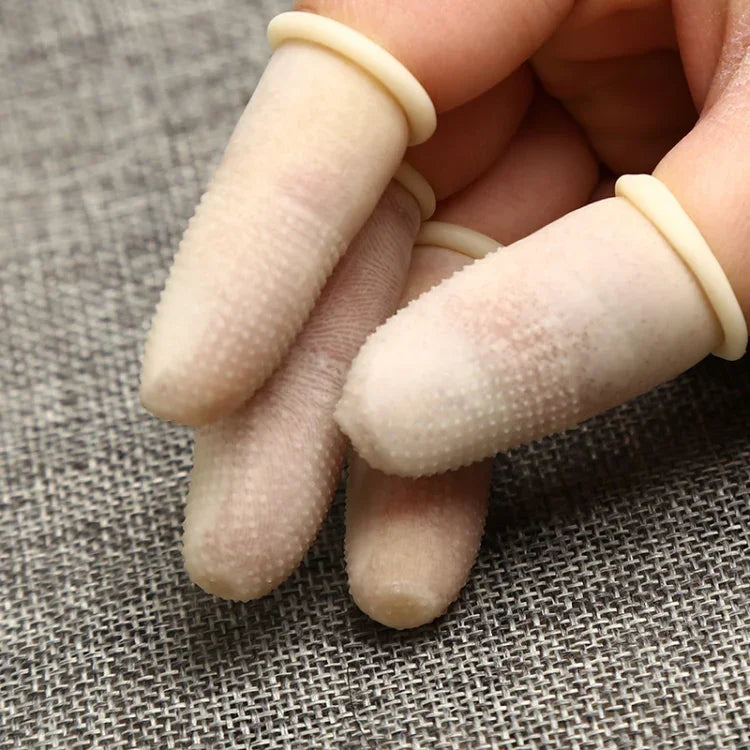 ถุงมือป้องกันนิ้วมือยางลาเท็กซ์ 100 ชิ้น/แพ็ค ป้องกันไฟฟ้าสถิต ป้องกันลื่น ทนทาน ขนาด M, 2.6*6.3 ซม., ขนาด M, 2.6*6.3 ซม.