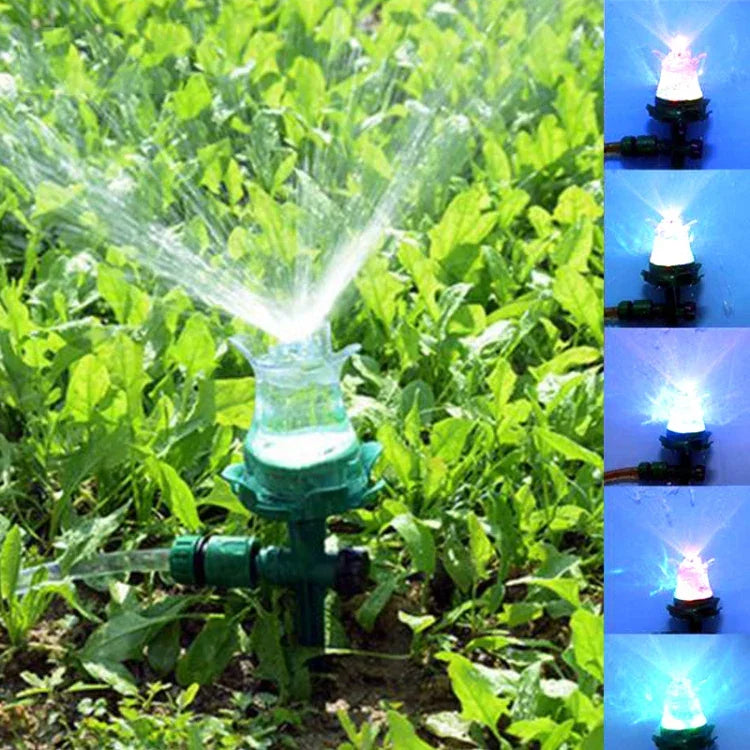 หัวสปริงเกอร์สนามหญ้า LED เรืองแสง ระบบอัตโนมัติ สำหรับรดน้ำสวนกลางแจ้ง ลานบ้าน