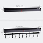 60cm 10 Hooks Kitchen Multi-function Wall Hanging Holder Seasoning Storage Rack, 60cm 10 Hooks(Black)