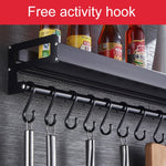 60cm 10 Hooks Kitchen Multi-function Wall Hanging Holder Seasoning Storage Rack, 60cm 10 Hooks(Black)
