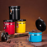 ภาชนะเก็บอาหารเมล็ดกาแฟสแตนเลส 800 มล. พร้อมวาล์วระบายก๊าซ CO2 ในตัวและปฏิทิน